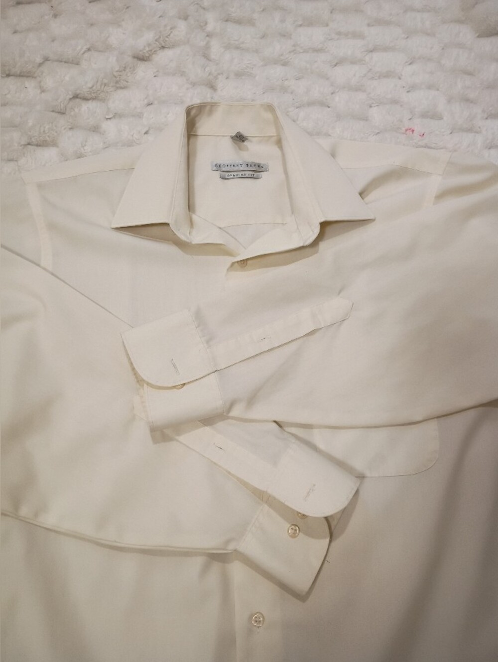 Geoffrey Beene Mens Ivory Dress Shirt - Classic Point Collar
